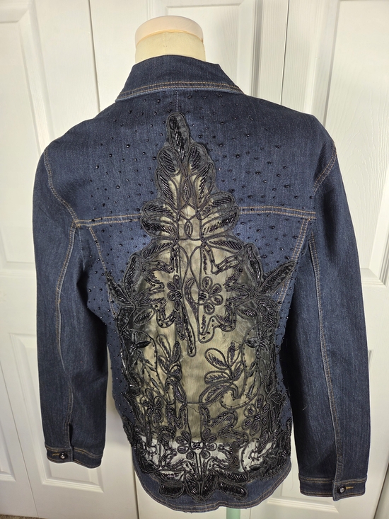 The Unbranded Brand Jackets & Blazers - Dark Wash Embellished Denim Jacket Women’s Medium Boho Western